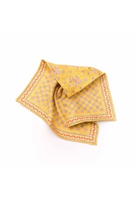 Marigold/Rust  Neat/Pine Paisley Print Reversible Pocket Square 