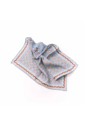 Lt. Blue/Sienna Neat/Pine Paisley Print Reversible Pocket Square 