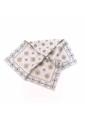 Grey  Medallion/Floret Neat Print Reversible Pocket Square 