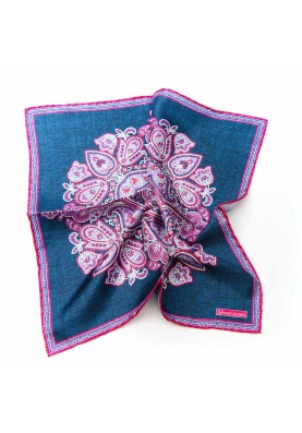 Navy/Fuchsia Persian Print Pocket Square 