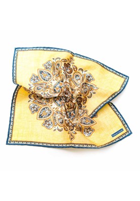 Yellow/Brown Persian Print Pocket Square 