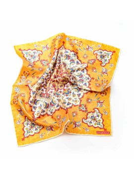 Orange/Champagne Persian Print Pocket Square