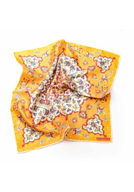 Orange/Champagne Persian Print Pocket Square 