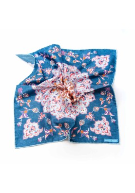 Denim/Powder Blue Persian Print Pocket Square 