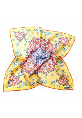 Yellow/Red Persian Print Pocket Square 