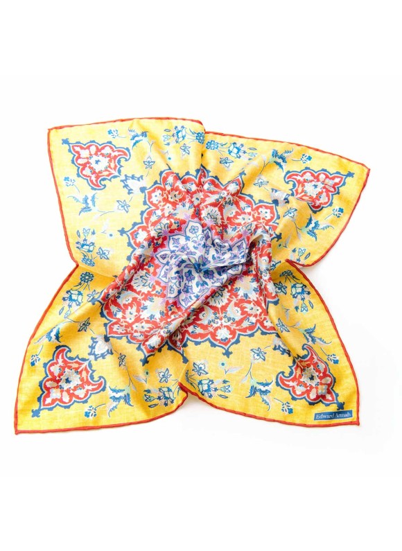 Yellow/Red Persian Print Pocket Square