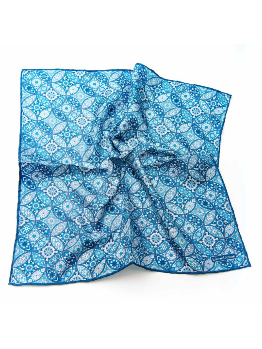 Blue/White Mandala Print Pocket Square