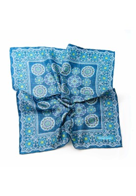 Denim/Blue Medallions Print Pocket Square 