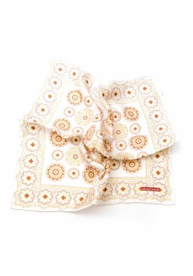 Beige/Rust Medallions Print Pocket Square 