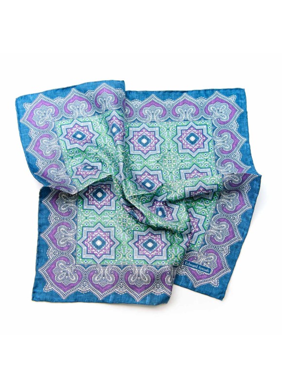 Green/Purple Persian Print Pocket Square