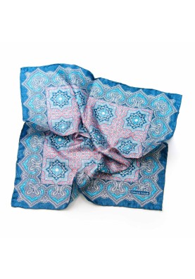 Rose/Blue Persian Print Pocket Square 