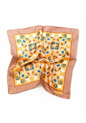 Burnt Orange/Sienna/Denim Persian Print Pocket Square 