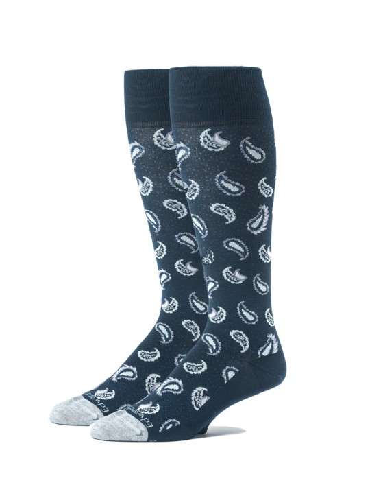 Navy/Grey Pine Paisley Melange  Socks