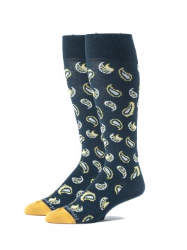 Navy/Mustard  Pine Paisley Melange  Socks