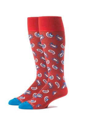 Red/Blue Pine Paisley Melange  Socks 