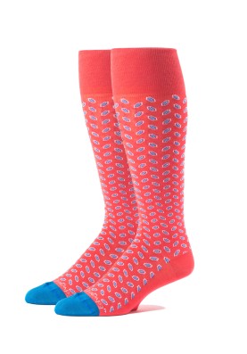 Coral/Blue Oc Geo Neat Socks 