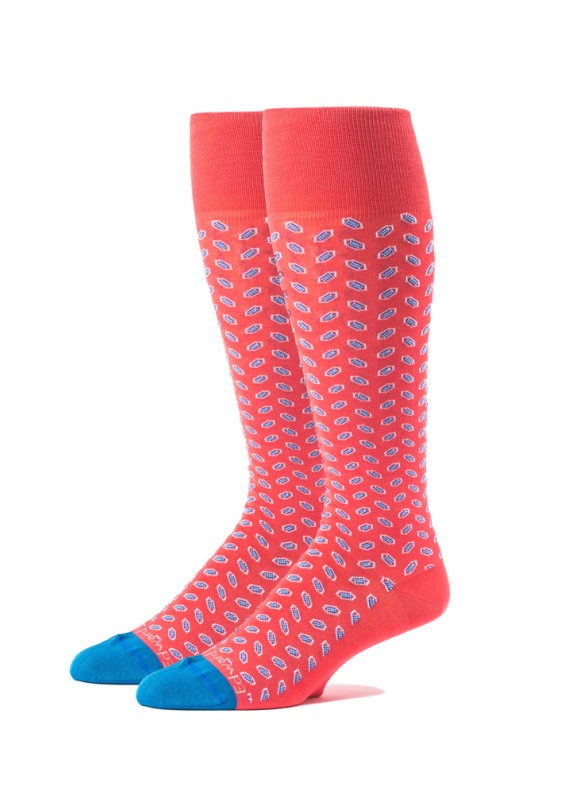 Coral/Blue Oc Geo Neat Socks