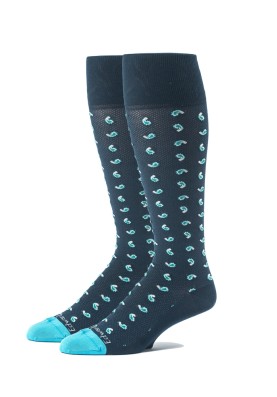 Navy/Deep Sky Blue Oc Mini Pines Melange Socks 