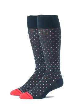 Navy/Coral Oc Polka Dots Melange  Socks