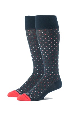 Navy/Coral Oc Polka Dots Melange  Socks 