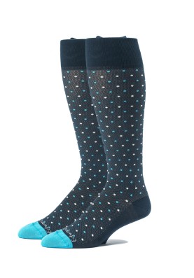 Navy/Deep Sky Blue Oc Polka Dots Melange  Socks 