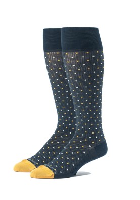 Navy/Mustard Oc Polka Dots Melange  Socks 