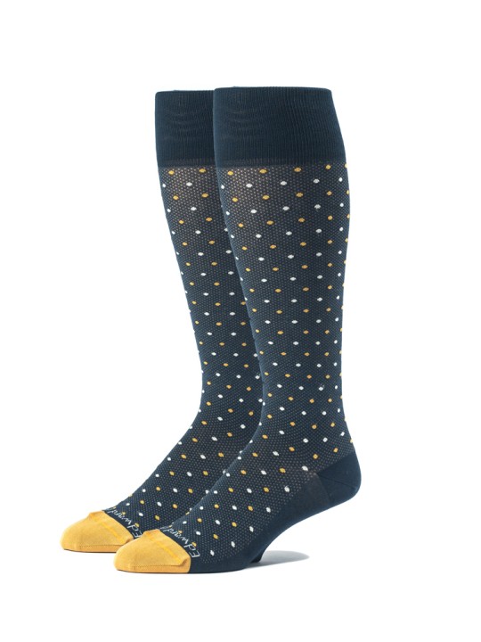 Navy/Mustard Oc Polka Dots Melange  Socks