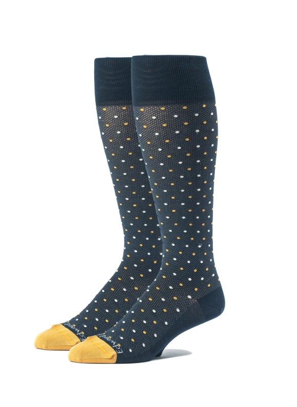 Navy/Mustard Oc Polka Dots Melange  Socks