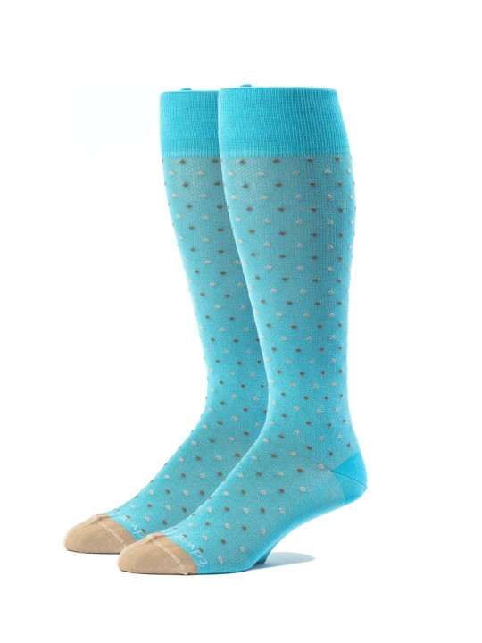 Deep Sky Blue/Khaki Oc Polka Dots Melange  Socks