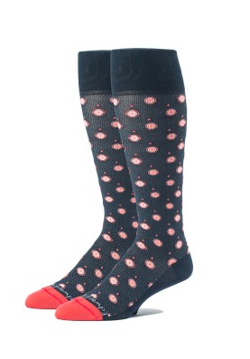 Navy/Coral Oc Foulard Melange Socks 