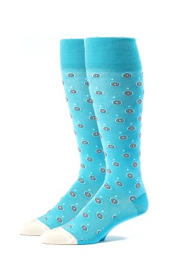 Deep Sky Blue/Off White Oc Foulard Melange Socks 