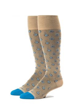 Khaki/Blue Oc Foulard Melange Socks