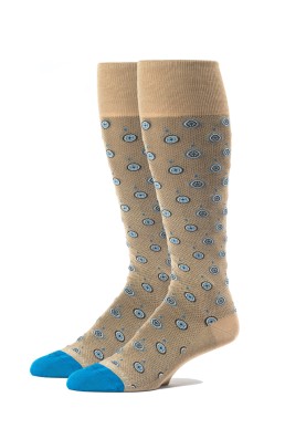 Khaki/Blue Oc Foulard Melange Socks 