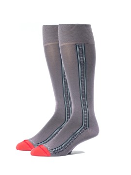 Mauve/Coral Oc Solid With Pattern Stripe On Sides  Socks