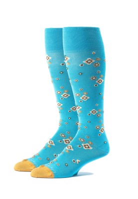 Deep Skyblue/Mustard Oc Foulard  Socks 