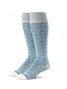 Grey/Floral White Foulard Melange Socks