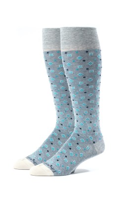 Grey/Floral White Foulard Melange Socks 