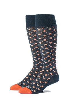 Navy/Orange Foulard Melange Socks