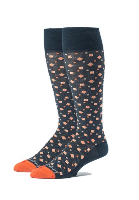 Navy/Orange Foulard Melange Socks 