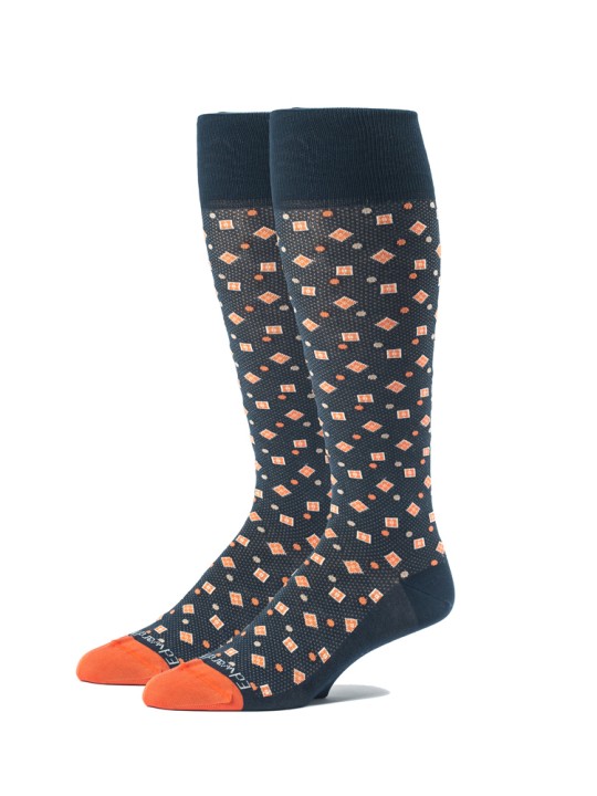 Navy/Orange Foulard Melange Socks