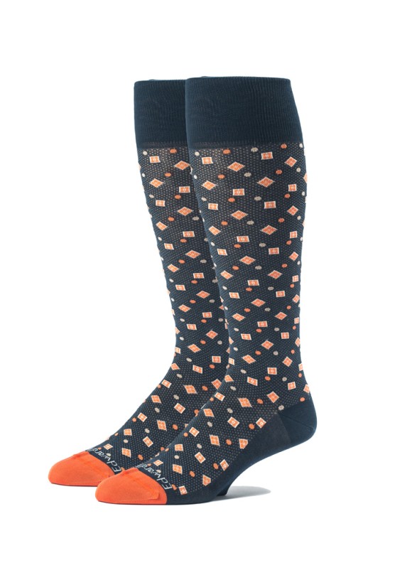 Navy/Orange Foulard Melange Socks