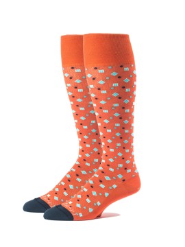 Orange/Navy Foulard Melange Socks