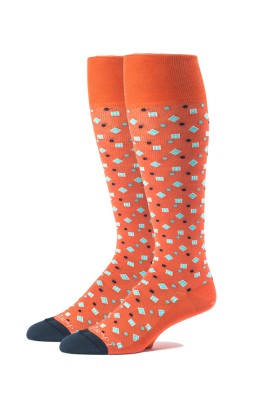 Orange/Navy Foulard Melange Socks 