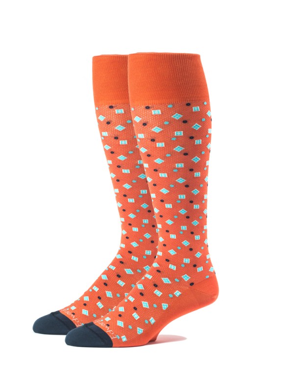 Orange/Navy Foulard Melange Socks