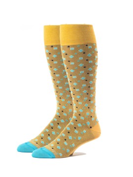 Mustard/Deep Sky Blue Foulard Melange Socks