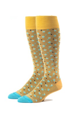 Mustard/Deep Sky Blue Foulard Melange Socks 