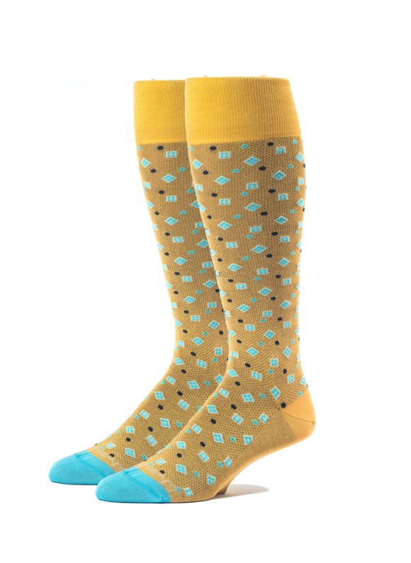 Mustard/Deep Sky Blue Foulard Melange Socks