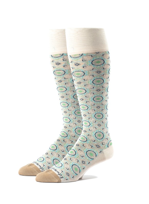 Beige/Khaki Oc Medallion Neat Socks