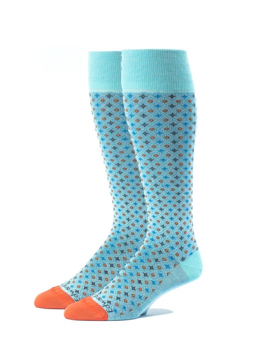 Aqua/Orange Oc Neat Socks