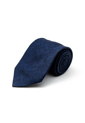 Solid Navy Silk Shappe Diamante Print Tie 